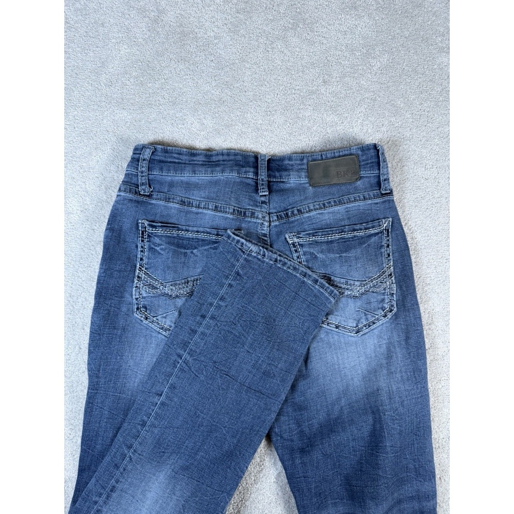 BKE JAKE STRAIGHT LEG 30R (30x30) Med Wash Denim Embroidered Pockets Stretch